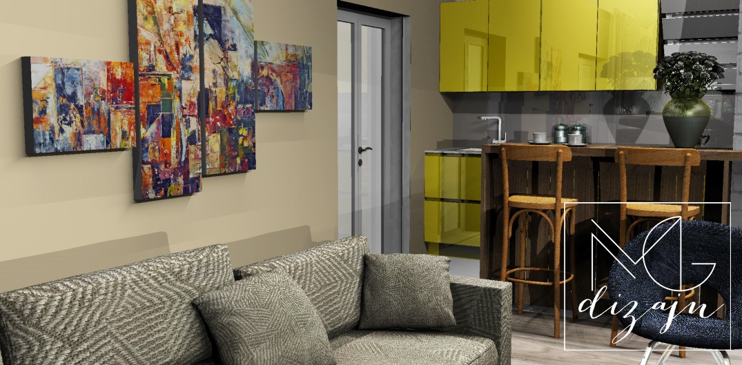 enterijer slika apstrakcija slike iz tri dela dnevna soba dizajn facebook instagram kuhinja visoki sjaj