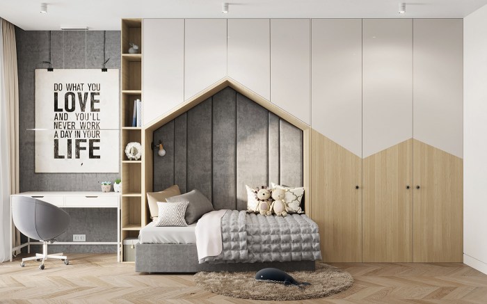 moderna decija soba orman pisaci sto jedan zid